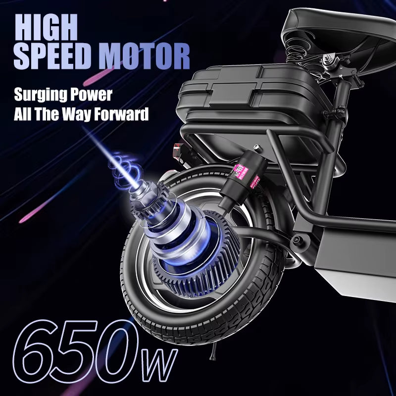 Folding Electric Scooter with Trunk, 500W Motor (Peak 650W), 48V15AH, 20MPH, 30 Mile Long Range, Suitable for Commuting Travel