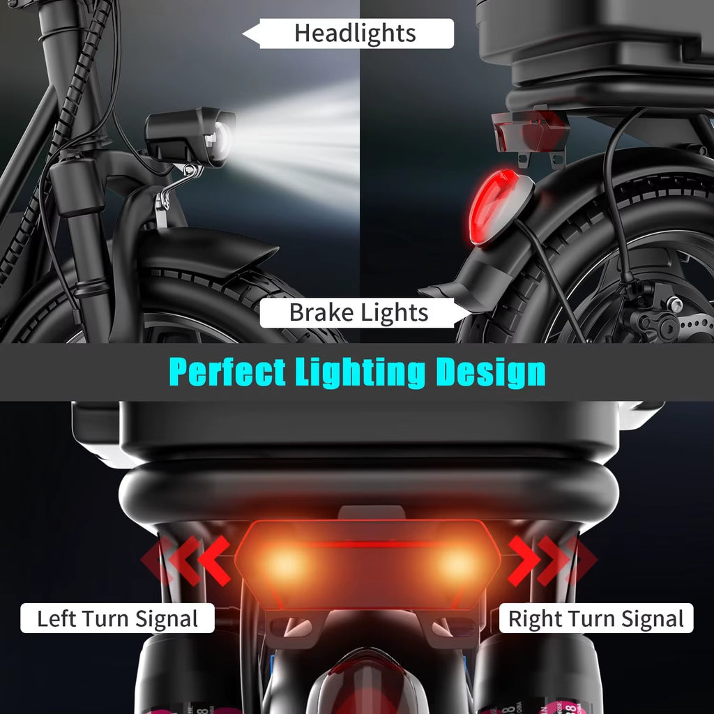 Folding Electric Scooter with Trunk, 500W Motor (Peak 650W), 48V15AH, 20MPH, 30 Mile Long Range, Suitable for Commuting Travel
