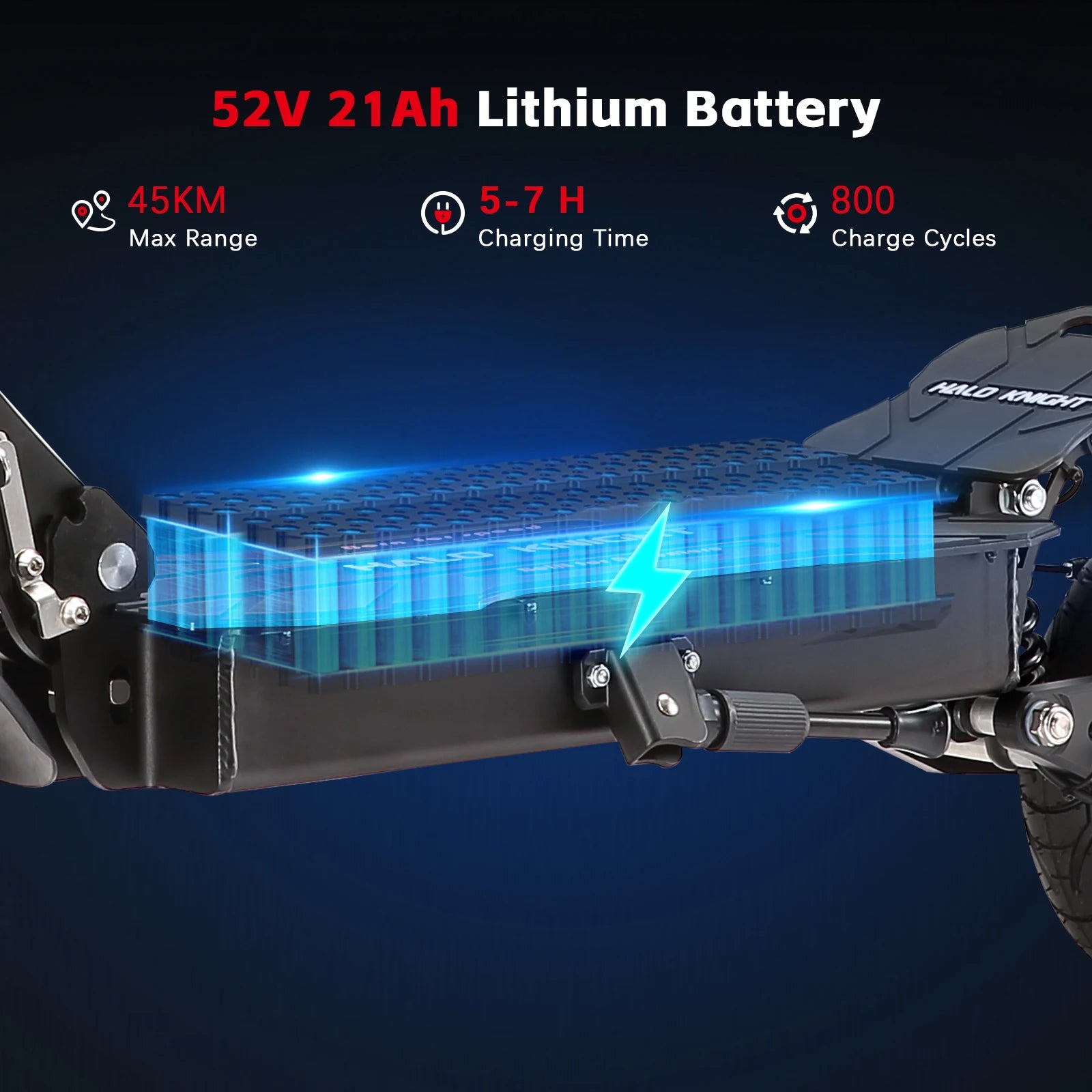 HALO KNIGHT T104 Adult Electric Scooter 2400W Dual Motor 52V Foldable Kick Escooter