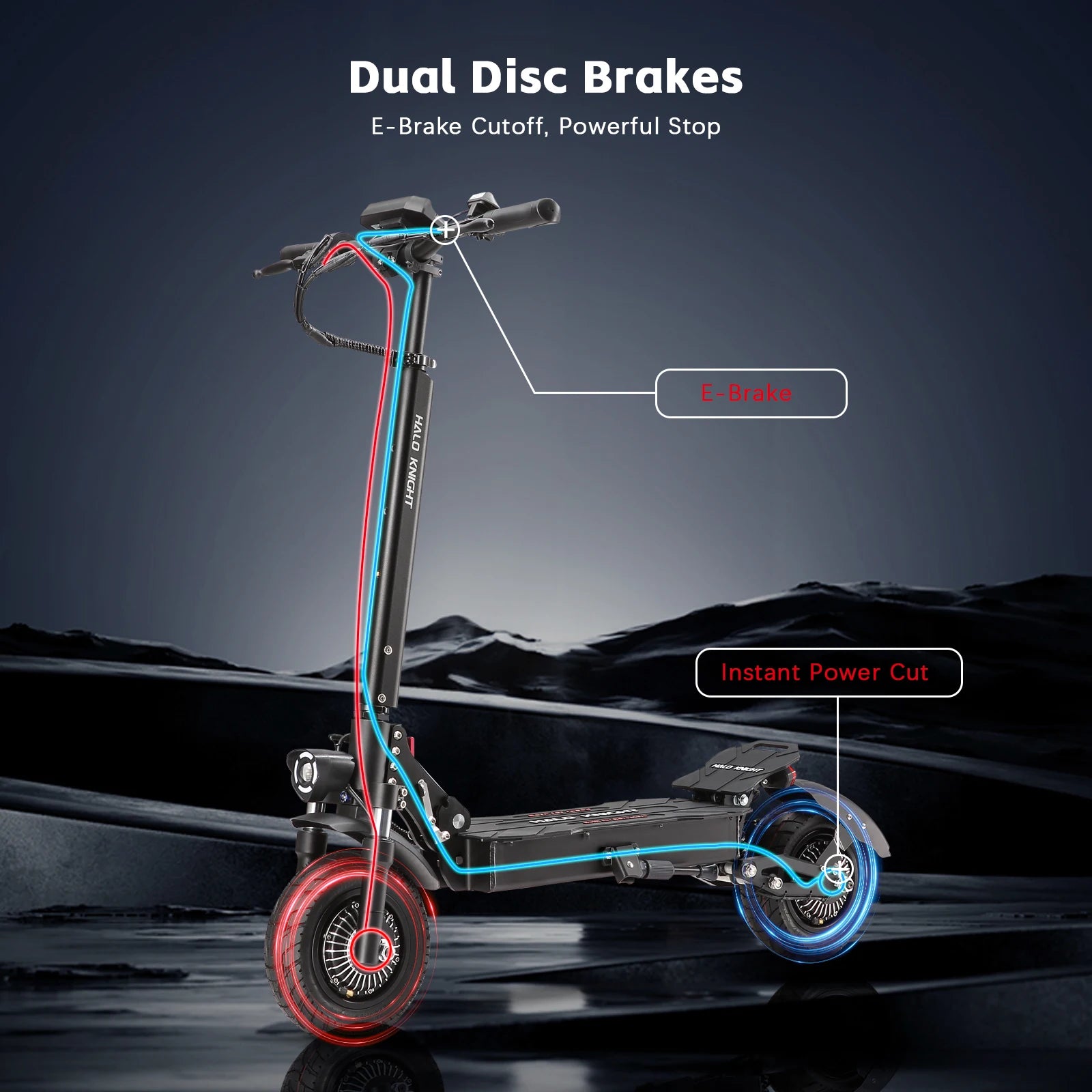 HALO KNIGHT T104 Adult Electric Scooter 2400W Dual Motor 52V Foldable Kick Escooter