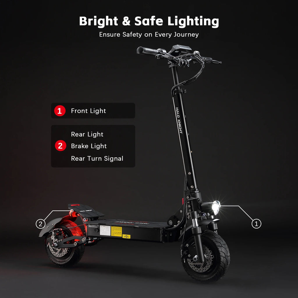 HALO KNIGHT T104 Adult Electric Scooter 2400W Dual Motor 52V Foldable Kick Escooter