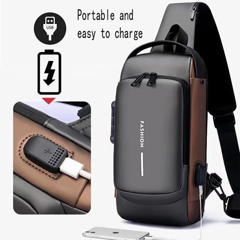 USB Shoulder Bag Crossbody Travel Sling Pack Messenger Multifunction Designer Anti-theft Pack Chest Bag Male Luxury Brand Men