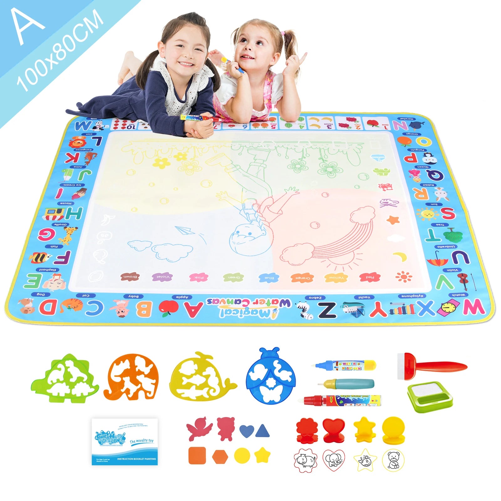 Coolplay Water Doodle Coloring Drawing Mat with Reusable Magic Pens