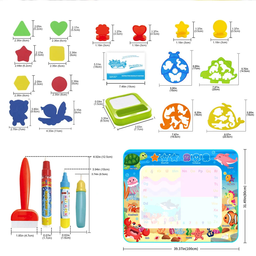 Coolplay Water Doodle Coloring Drawing Mat with Reusable Magic Pens