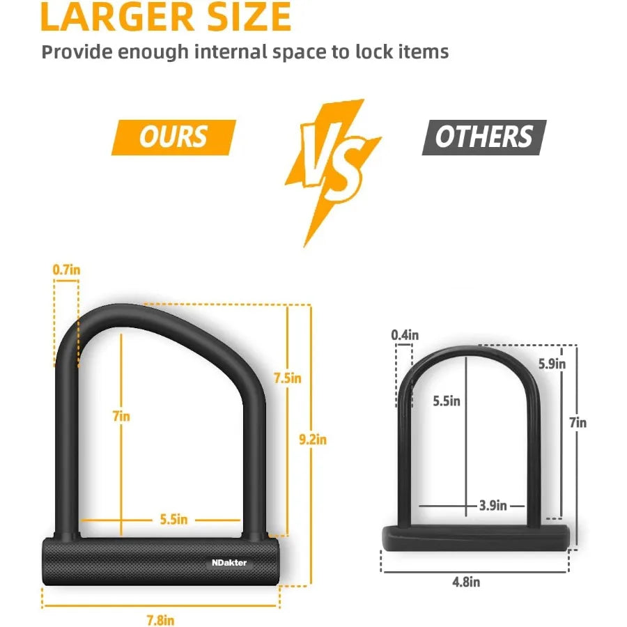 AntiTheft 18mm U Lock and 3 Keys for Secure Protection