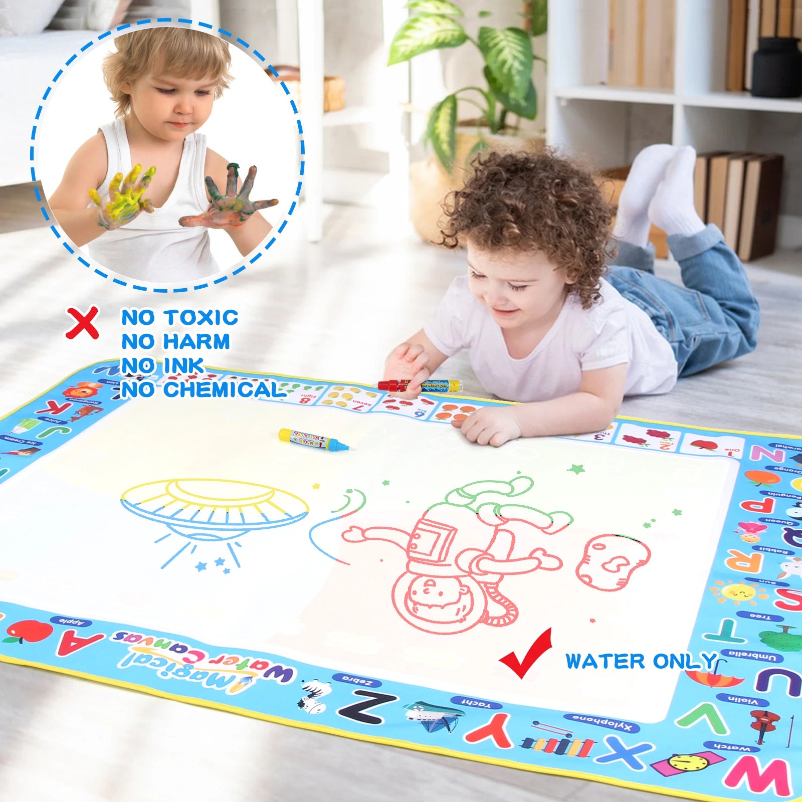 Coolplay Water Doodle Coloring Drawing Mat with Reusable Magic Pens