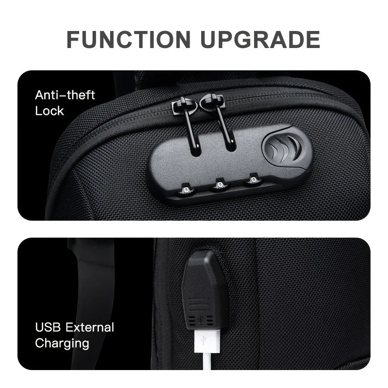 OZUKO Men Anti-theft Crossbody Sling Bag With USB Charging Port