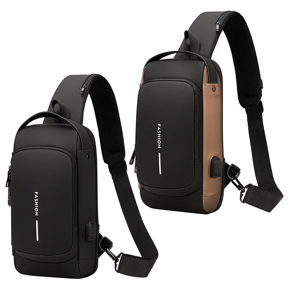 USB Shoulder Bag Crossbody Travel Sling Pack Messenger Multifunction Designer Anti-theft Pack Chest Bag Male Luxury Brand Men