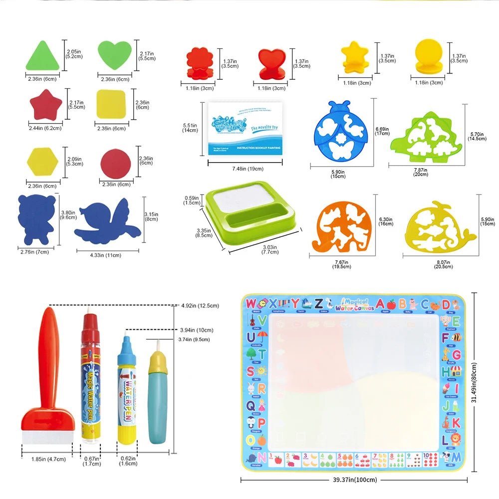 Coolplay Water Doodle Coloring Drawing Mat with Reusable Magic Pens