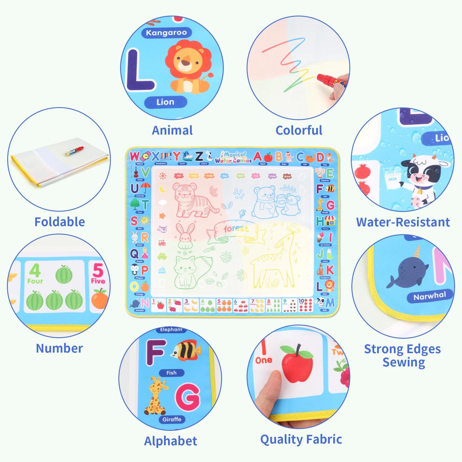 Coolplay Water Doodle Coloring Drawing Mat with Reusable Magic Pens