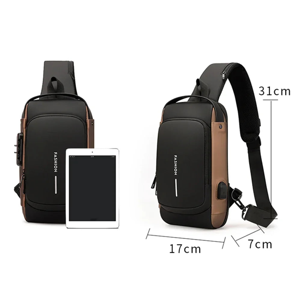 USB Shoulder Bag Crossbody Travel Sling Pack Messenger Multifunction Designer Anti-theft Pack Chest Bag Male Luxury Brand Men