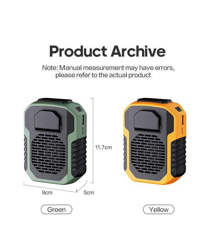 Kinscoter Hanging Neck/Waist Fan USB Mini Rechargeable Fan