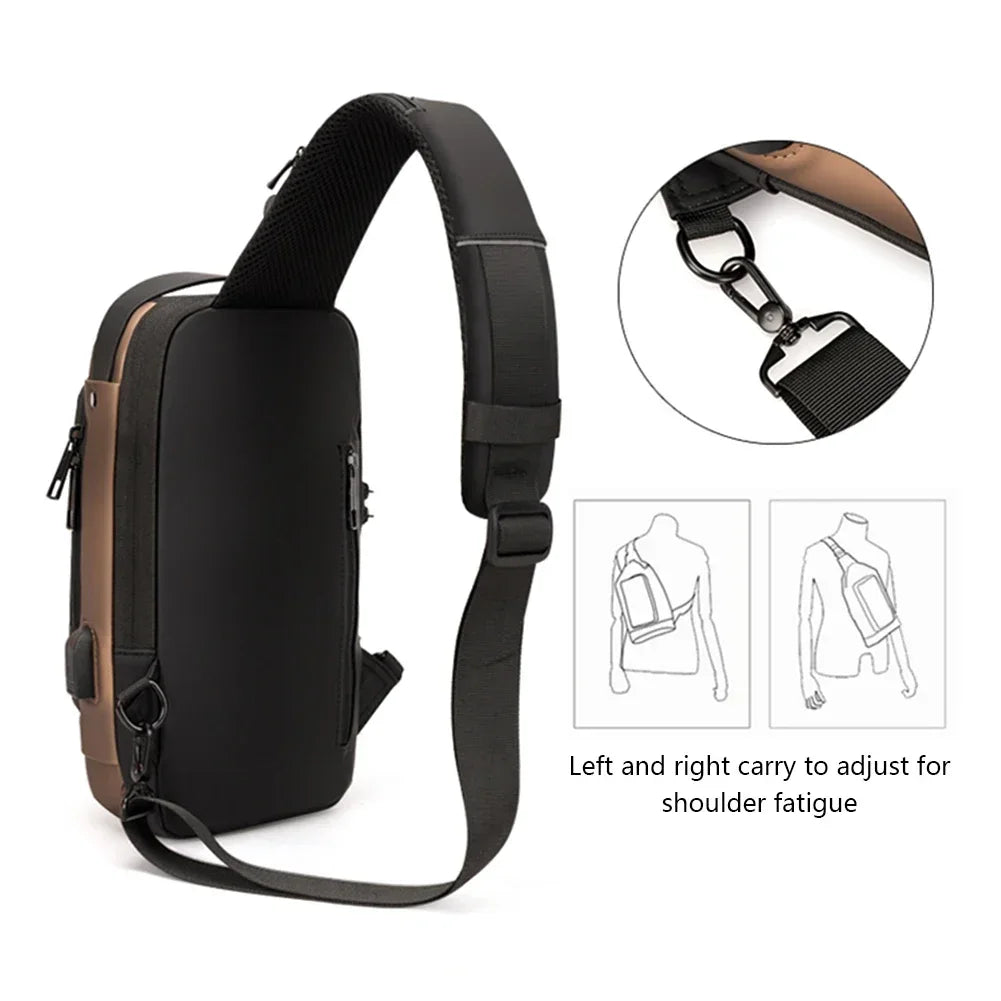 USB Shoulder Bag Crossbody Travel Sling Pack Messenger Multifunction Designer Anti-theft Pack Chest Bag Male Luxury Brand Men