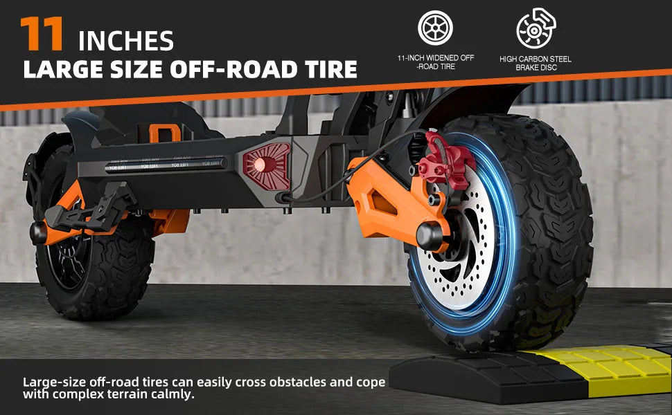 6000W Electric Scooter,Daul Motor,60V 30Ah, 11'' Off Road Tires,55miles Range,Sport Folding eScooter