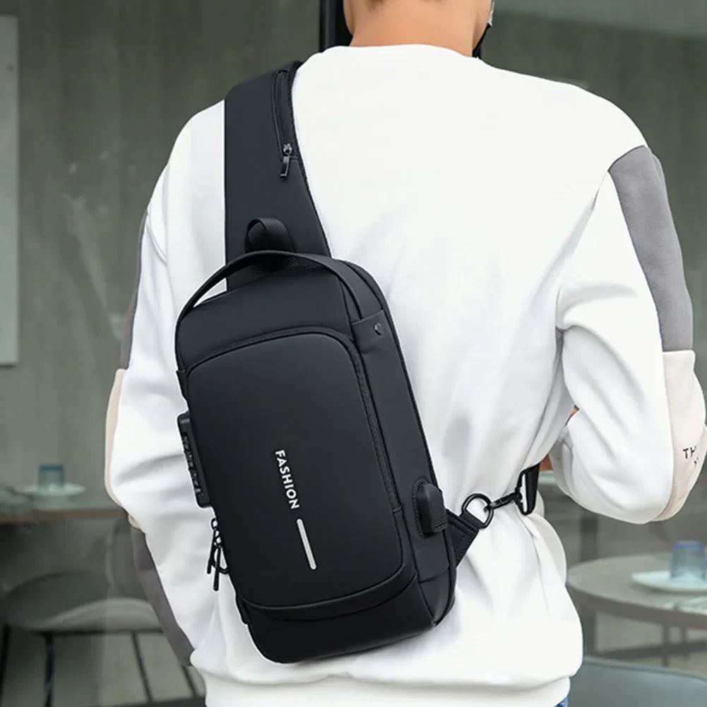 USB Shoulder Bag Crossbody Travel Sling Pack Messenger Multifunction Designer Anti-theft Pack Chest Bag Male Luxury Brand Men