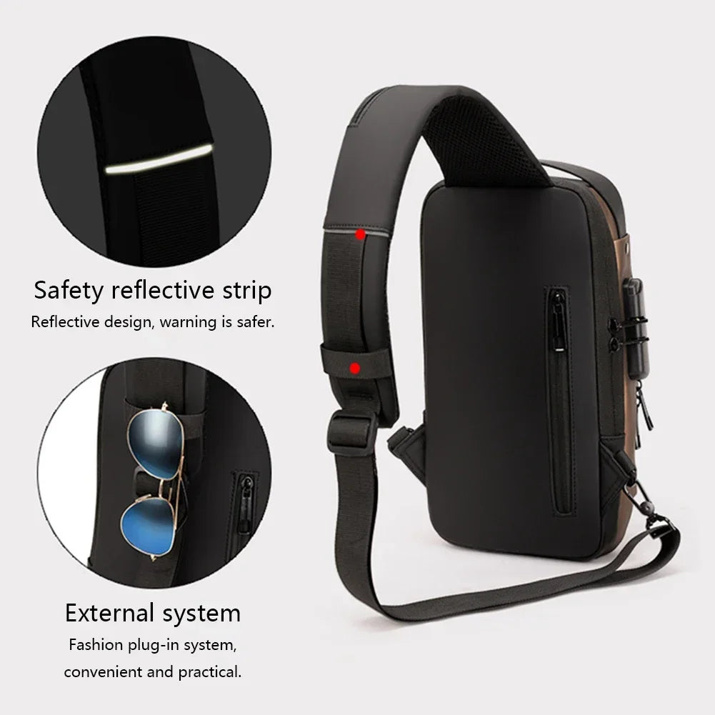 USB Shoulder Bag Crossbody Travel Sling Pack Messenger Multifunction Designer Anti-theft Pack Chest Bag Male Luxury Brand Men
