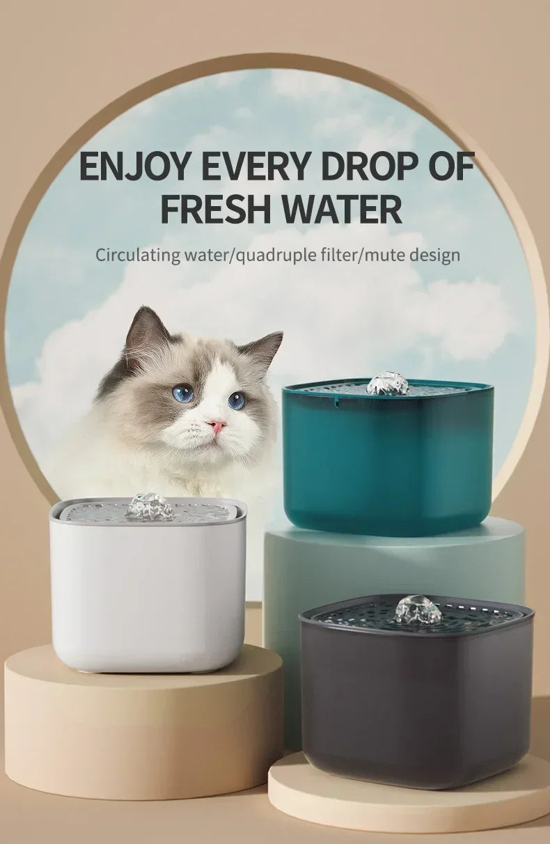 Automatic Pet Drinking Fountain Large Capacity USB Electric Silent Filter