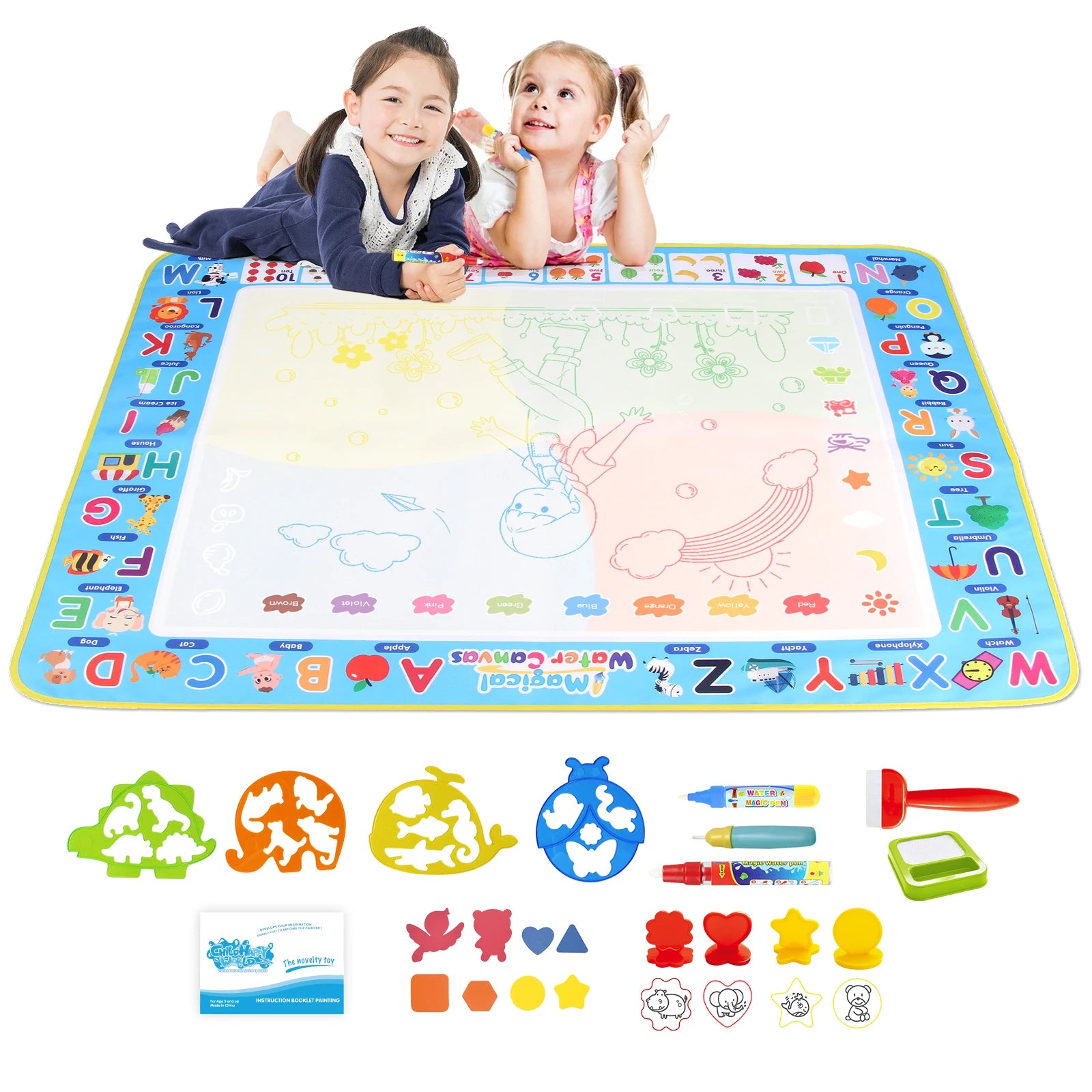 Coolplay Water Doodle Coloring Drawing Mat with Reusable Magic Pens