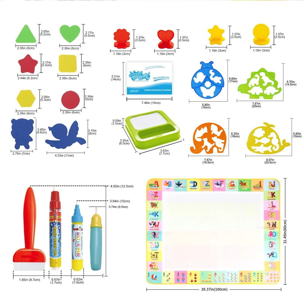 Coolplay Water Doodle Coloring Drawing Mat with Reusable Magic Pens