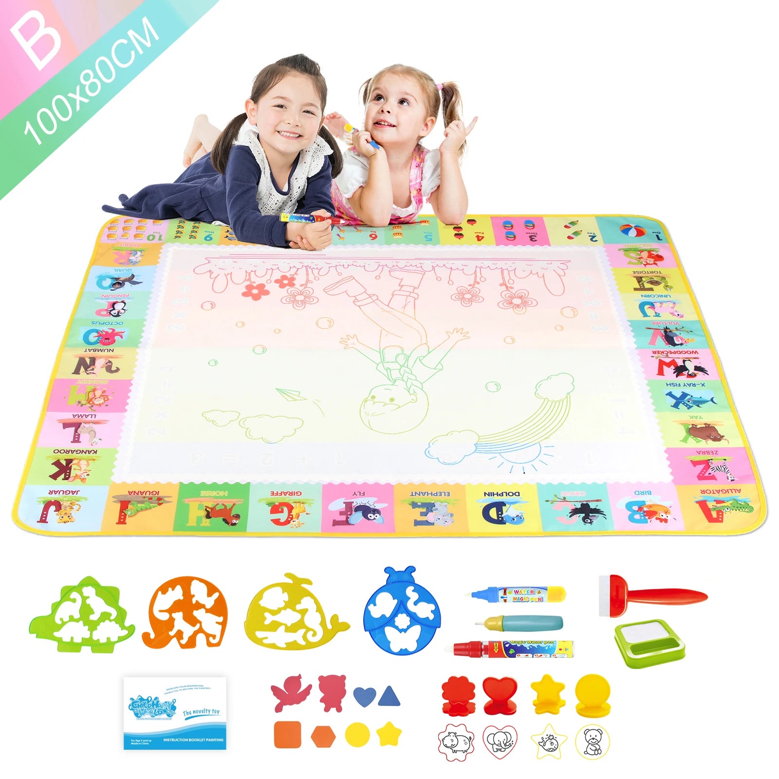 Coolplay Water Doodle Coloring Drawing Mat with Reusable Magic Pens