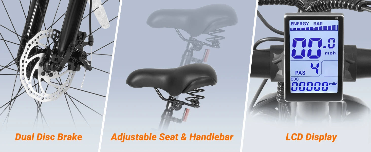 M26 Electric Bicycle Peak 1000W Motor 360WH Lithium Battery Electric Bike  26 Inch city E-bike