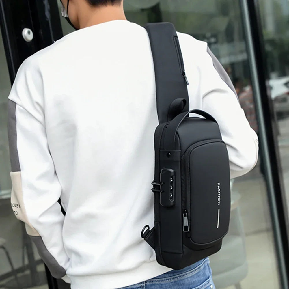 USB Shoulder Bag Crossbody Travel Sling Pack Messenger Multifunction Designer Anti-theft Pack Chest Bag Male Luxury Brand Men