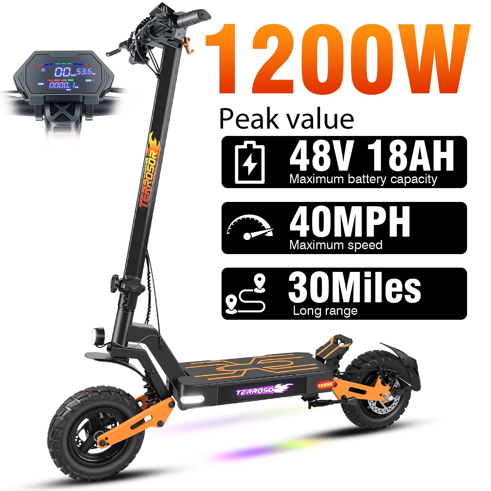 1200W Motor, Folding E-Scooter