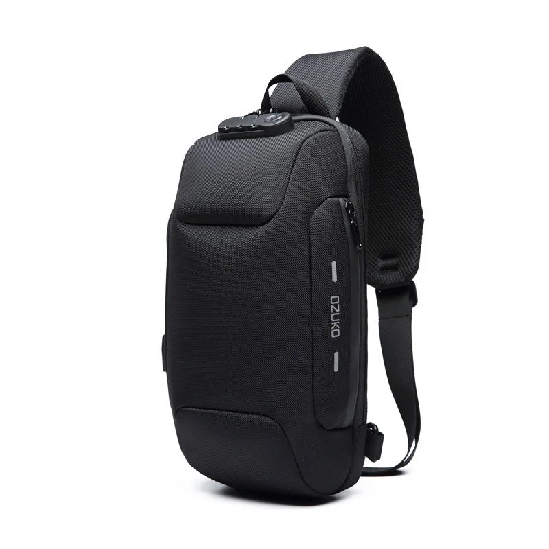 OZUKO Men Anti-theft Crossbody Sling Bag With USB Charging Port