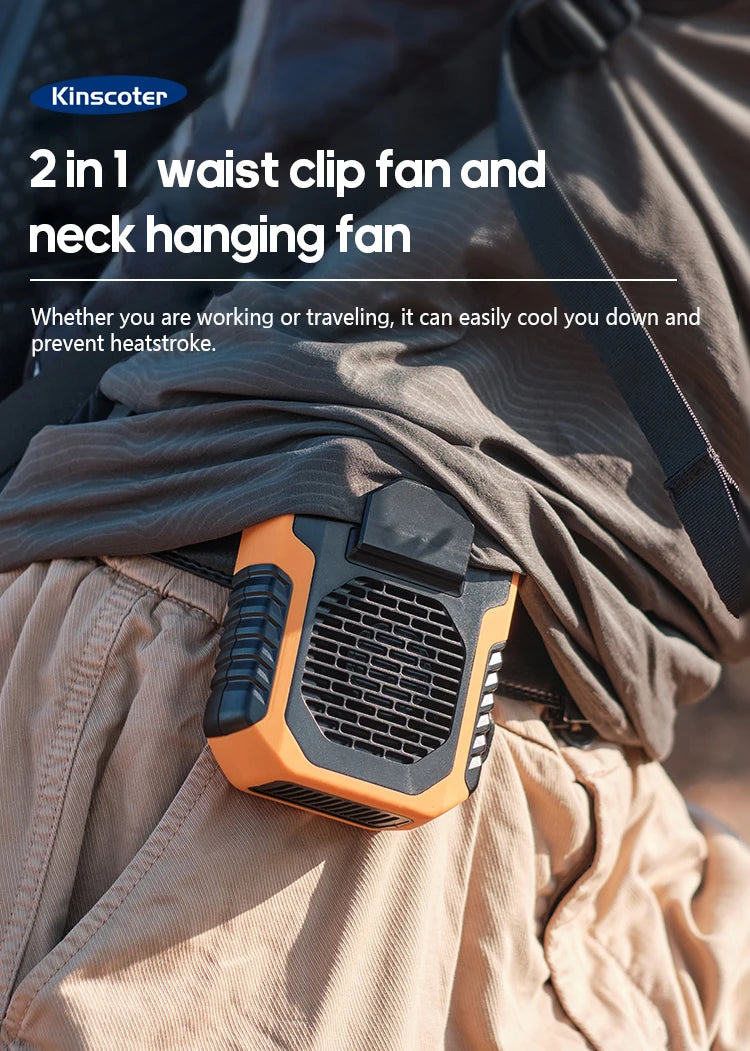 Kinscoter Hanging Neck/Waist Fan USB Mini Rechargeable Fan