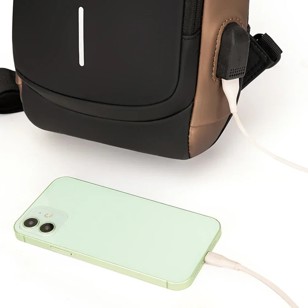 USB Shoulder Bag Crossbody Travel Sling Pack Messenger Multifunction Designer Anti-theft Pack Chest Bag Male Luxury Brand Men