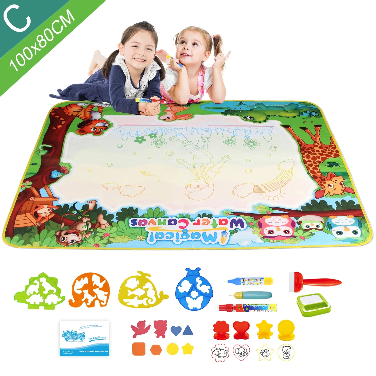 Coolplay Water Doodle Coloring Drawing Mat with Reusable Magic Pens