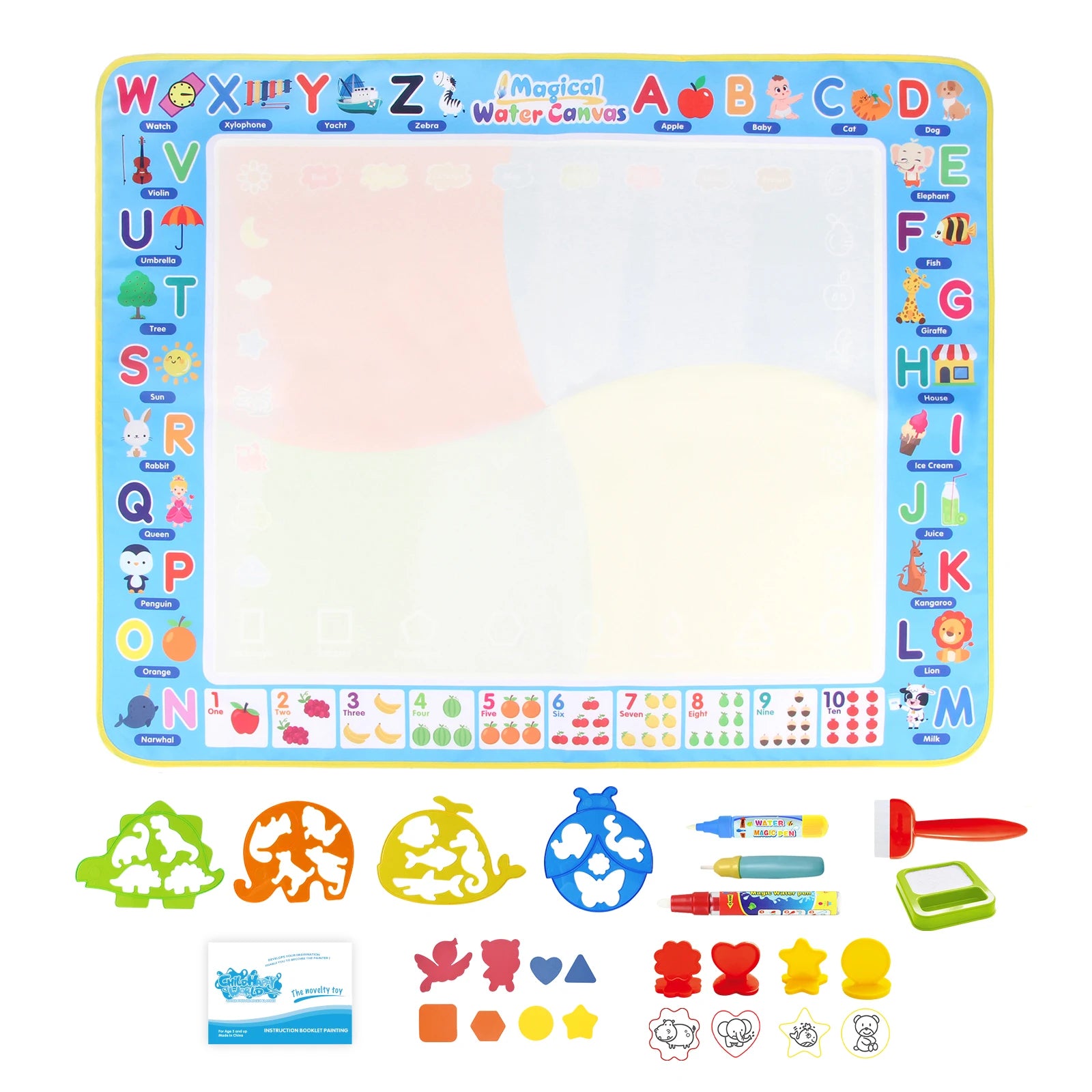Coolplay Water Doodle Coloring Drawing Mat with Reusable Magic Pens