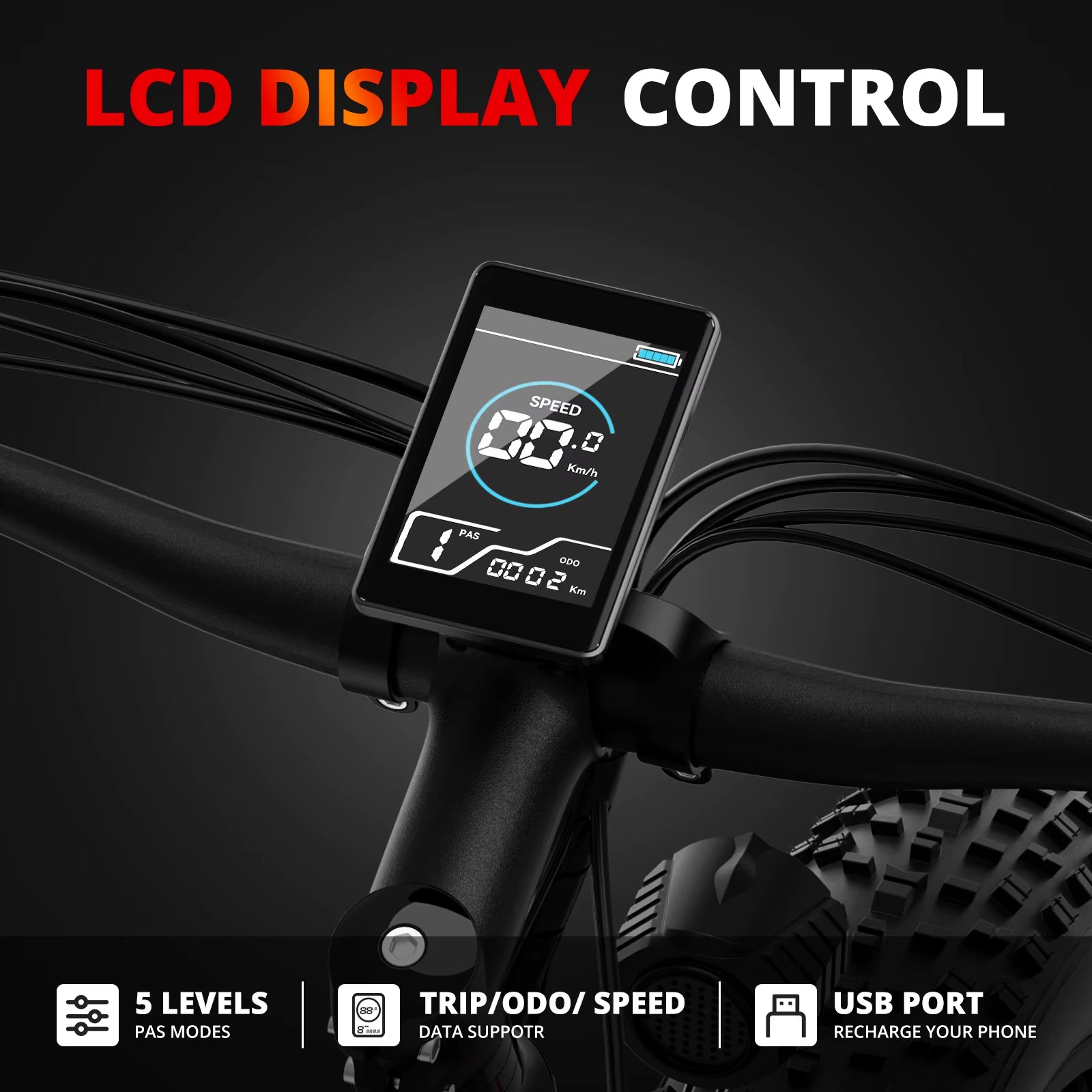 EB26 Electric Bike for Adults 1000W Electric Bicycle 48V 15AH E Bike 26" Fat Tire Mountain 31Mph Dual Shock Absorber Ebike