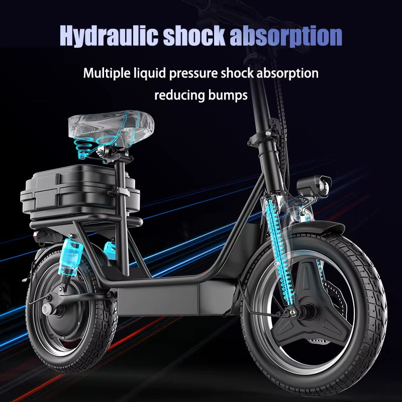 Folding Electric Scooter with Trunk, 500W Motor (Peak 650W), 48V15AH, 20MPH, 30 Mile Long Range, Suitable for Commuting Travel